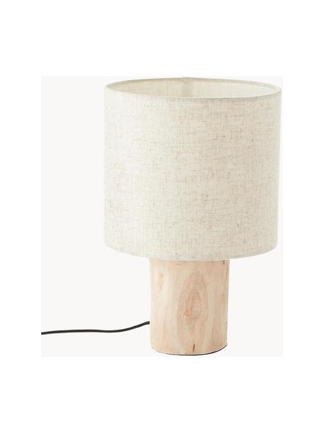 Lampada da tavolo piccola scandi in legno e lino Pia, Paralume: lino, Beige, Ø 20 x Alt. 30 cm