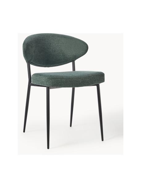 Gestoffeerde stoelen Adele, 2 stuks, Bekleding: 95% polyester, 5% nylon M, Frame: gepoedercoat metaal, Geweven stof donkergroen, B 54 x D 57 cm