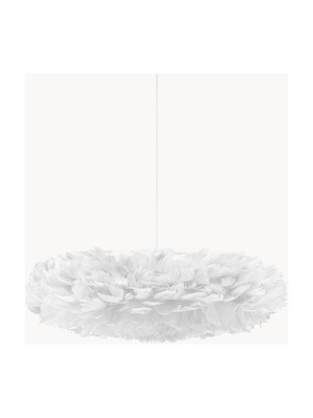 Lampa wisząca z piór Eos Esther, różne rozmiary, Stelaż: stal powlekana, Biały, Ø 55 x W 19 cm