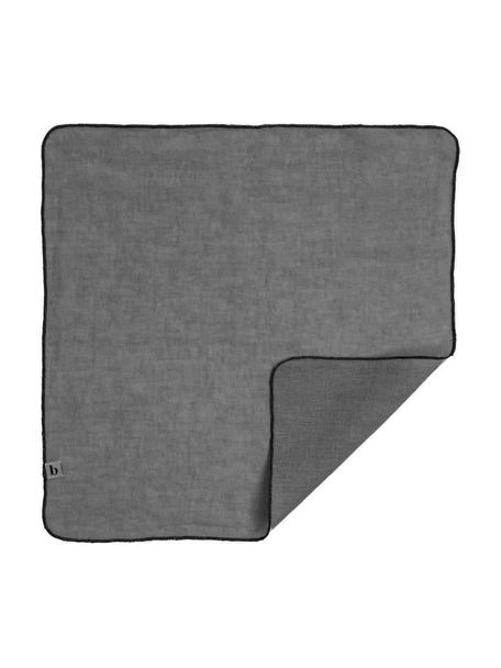 Tovagliolo in lino con orlo a  giorno Gracie 2 pz, 100% lino, Grigio, Larg. 45 x Lung. 45 cm