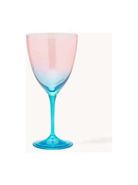 Wijnglazen Ombre Flash, 2 stuks, Glas, Lichtroze, blauw, Ø 10 x H 12 cm, 400ml