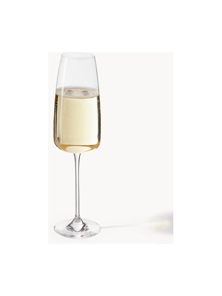 Copas de champán Lucien, 4 uds., Cristal, Transparente, Ø 7 x Al 25 cm, 340 ml
