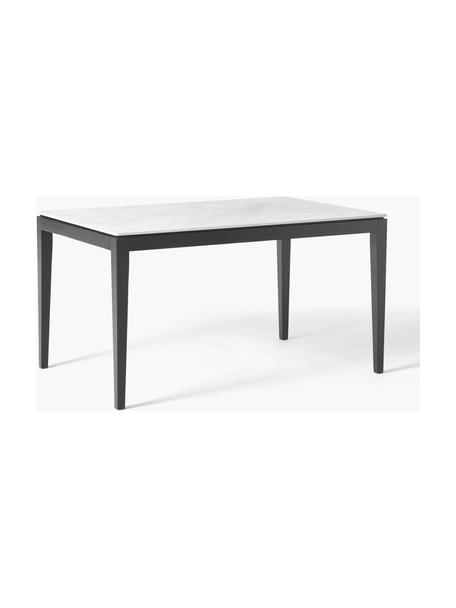 Jedálenský stôl s mramorovým vzhľadom Jackson, Mramorový vzhľad biela, dubové drevo čierna lakované, Š 140 x H 90 cm