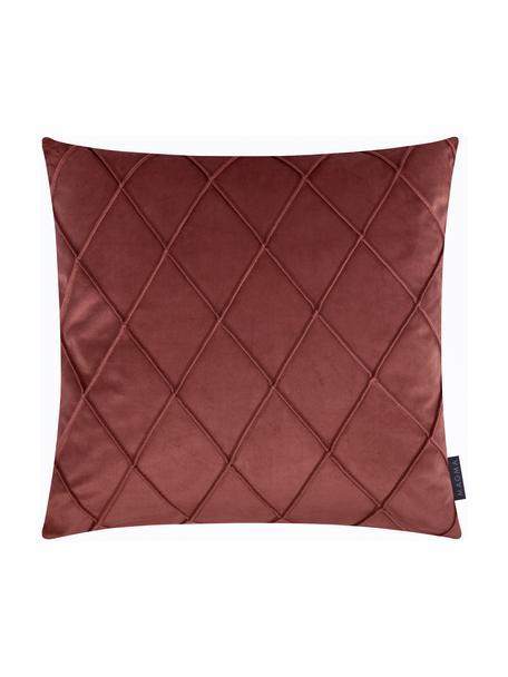 Funda de cojín de terciopelo Nobless, 100% terciopelo de poliéster, Terracota, An 50 x L 50 cm