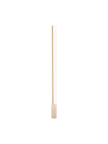 Dimbare LED vloerlamp Hilow Line met marmeren voet, Lampvoet: marmer, Goudkleurig, beige, gemarmerd, H 207 cm