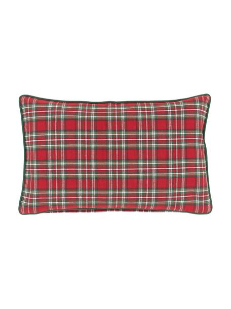 Karierte Kissenhülle Tartan in Rot und Grün, 100% Baumwolle, Rot, Dunkelgrün, 30 x 50 cm