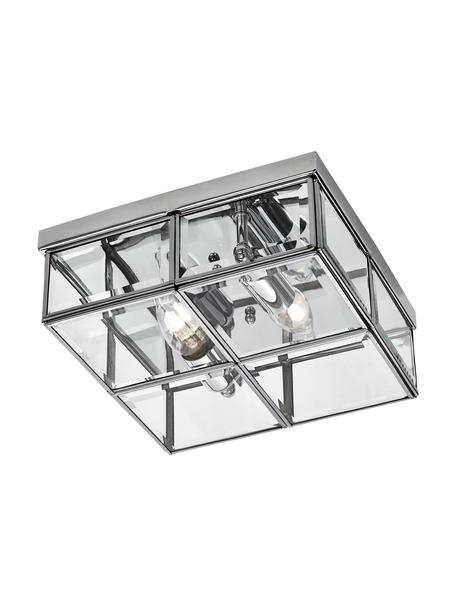 Petit plafonnier Ben, Couleur chrome, transparent, larg. 26 x haut. 10 cm
