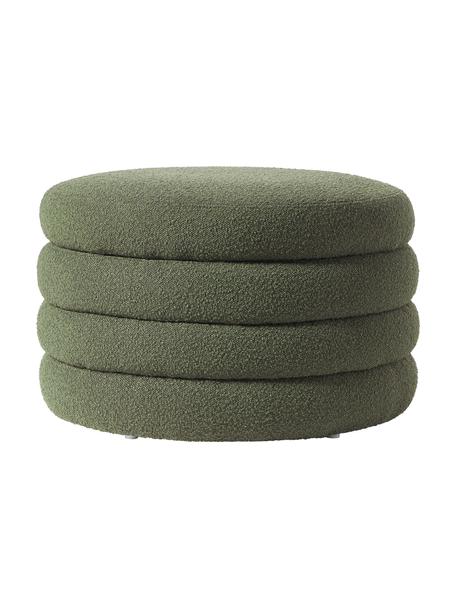 XL bouclé taburet s úložným prostorem Alto, Zelená, Ø 69 cm, V 44 cm