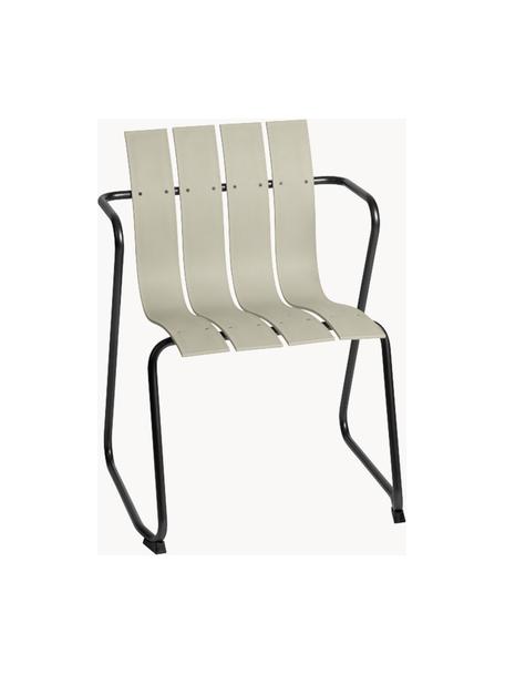 Chaise de jardin à accoudoirs artisanale Ocean, Beige clair, noir, larg. 60 x prof. 56 cm