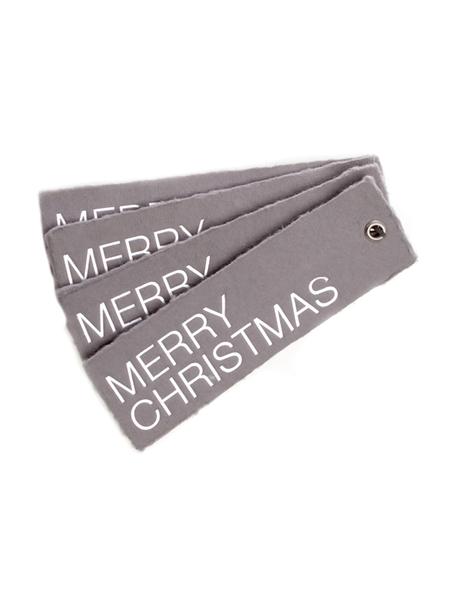 Geschenkanhänger Christmas, 4 Stück, Öse: Metall, Silberfarben, Grau, 4 x 12 cm