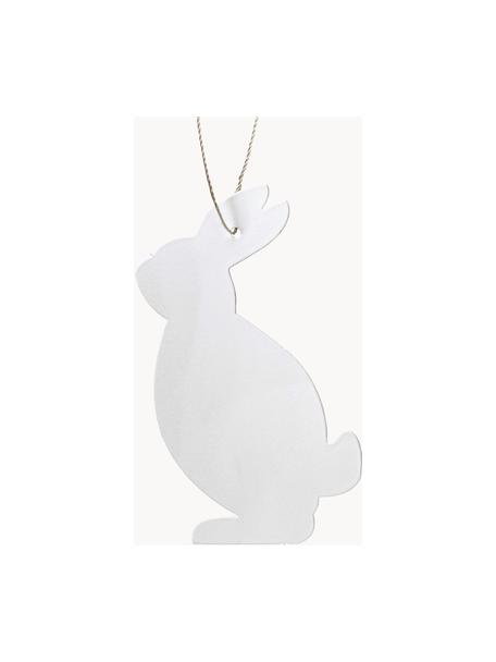 Ciondoli pasquali Hare 4 pz, Acciaio inossidabile verniciato a polvere, Bianco, Larg. 4 x Alt. 6 cm