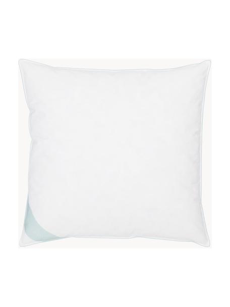 Almohada de plumas Comfort, media, Funda: 100% algodón, sarga de Ma, Blanco con ribete turquesa satinado, An 65 x L 65 cm