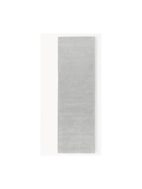 Tapis de couloir moelleux tissé main Wes, 100 % polyester, certifié GRS, Gris clair, larg. 80 x long. 250 cm