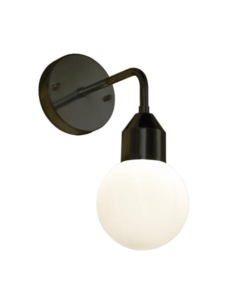 Badkamer wandlamp Florens met glazen lampenkap, Lampenkap: opaalglas, Zwart, wit, B 12 x D 25 cm