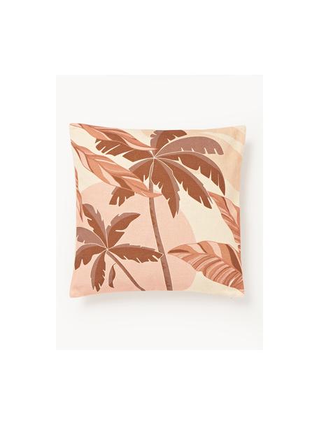 Copricuscino con motivo tropicale Miro, 100% cotone, Tonalità rosse, tonalità beige, Larg. 45 x Lung. 45 cm