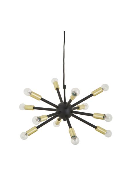 Hanglamp Spike-goudkleurig, Lampenkap: gepoedercoat metaal, Baldakijn: gecoat metaal, Zwart, goudkleurig, Ø 50 cm