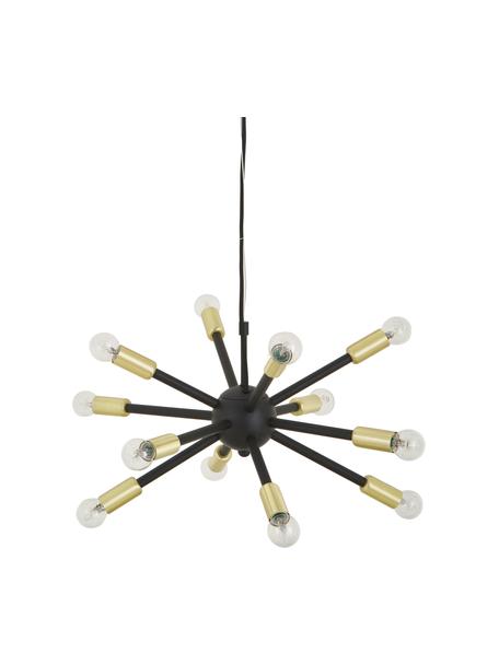 Lámpara de techo Spike, Pantalla: metal con pintura en polv, Casquillo: metal cepillado, Anclaje: metal recubierto, Cable: cubierto en tela, Negro, dorado, Ø 50 cm
