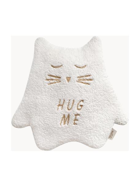 Coussin peluche artisanal Kitten, Polyester, Blanc cassé, larg. 31 x long. 33 cm (taille M)