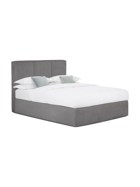 Boxspringbed Oberon, Matras: 5-zones pocketvering, Poten: kunststof, Geweven stof antraciet, 200 x 200 cm, hardheidsgraad H3
