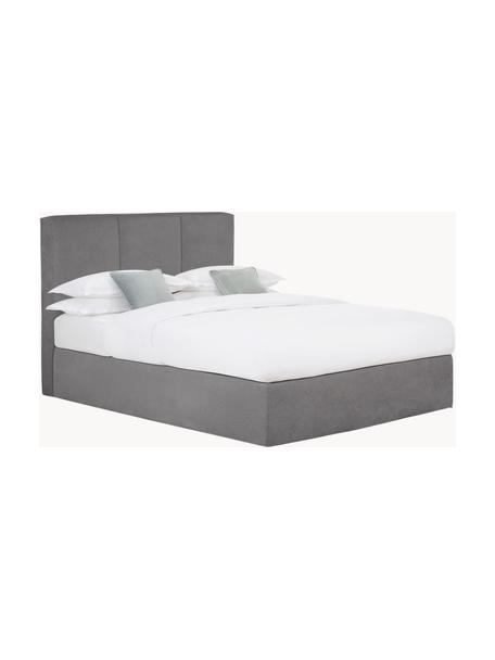 Boxspringbed Oberon, Matras: 5-zones pocketvering, Poten: kunststof Dit product is , Geweven stof antraciet, 200 x 200 cm, hardheidsgraad H3