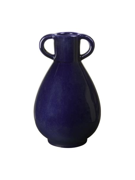 Handgefertigte Vase Simi aus Keramik, Keramik, glasiert, Dunkelblau, B 18 x H 30 cm