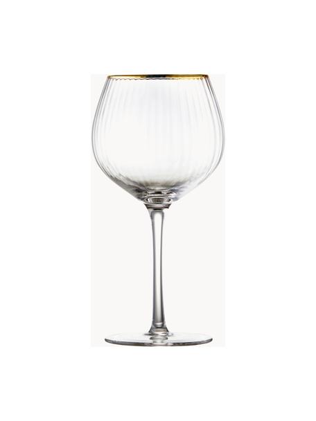 Bicchieri vino in vetro soffiato scanalato Palermo 4 pz, Vetro, Trasparente, Ø 6 x Alt. 21 cm, 650 ml