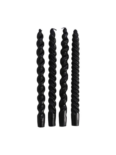 Set 4 candele bastoncino Spiral, Cera, Nero, Ø 2,5 x Alt. 31 cm
