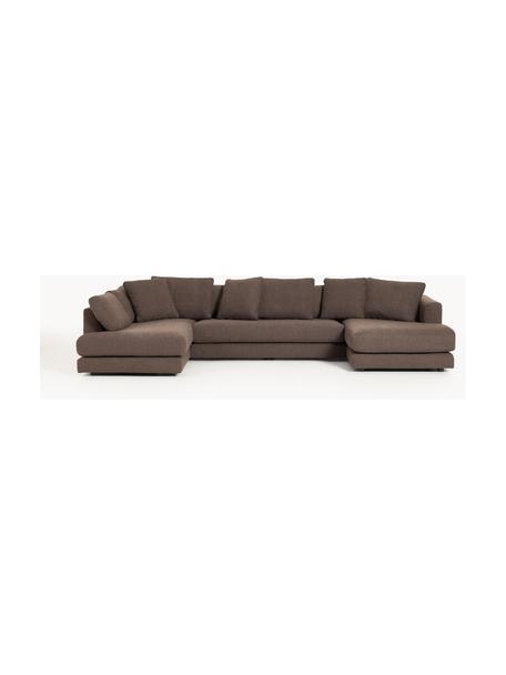 Sofa Bouclé Tribeca, Tapicerka: Bouclé (93% poliester, 6%, Stelaż: drewno bukowe, drewno sos, Nogi: drewno sosnowe Ten produk, Ciemnobrązowy Bouclé, S 356 x G 192 cm, lewostronna