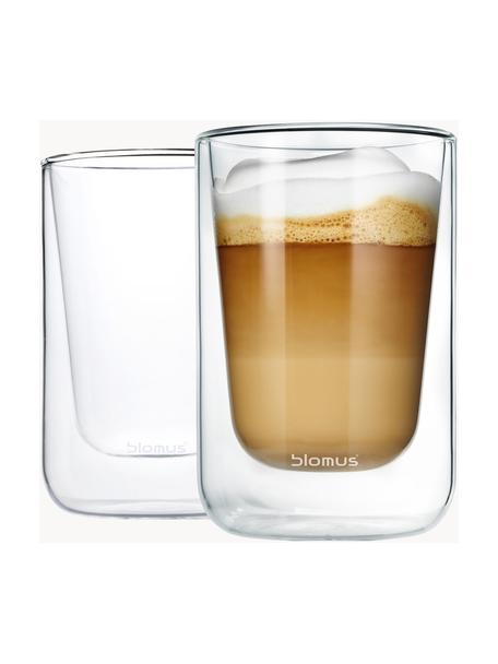 Dvojstenné sklenené poháre na kávu Nero, 2 ks, Sklo, Priehľadná, Ø 8 x V 12 cm, 250 ml