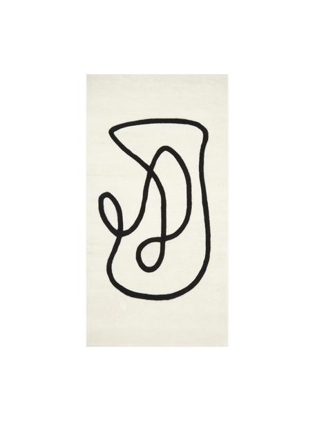 Ručne tkaný vlnený koberec s kresbou Line, Krémovobiela, Š 80 x D 150 cm (veľkosť XS)