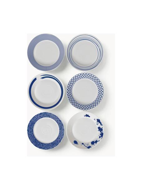 Komplet talerzy głębokich z porcelany Pacific Blue, 6 elem., Porcelana, Biały, ciemny niebieski, Ø 23 cm