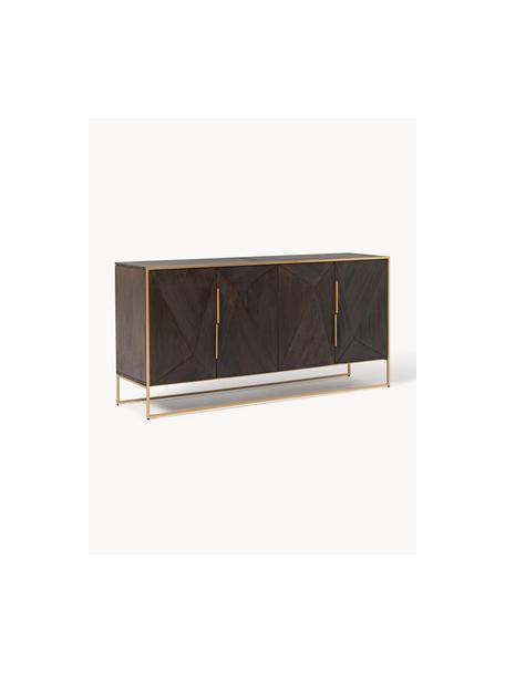 Sideboard Harry mit Türen aus massivem Mangoholz, Korpus: Massives Mangoholz, lacki, Mangoholz, Goldfarben, B 175 x H 85 cm