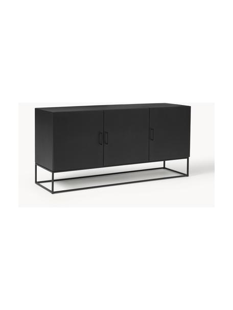 Dressoir Lyle met deuren van massief mangohout, Frame: gelakt massief mangohout, Zwart, B 150 cm x H 72 cm