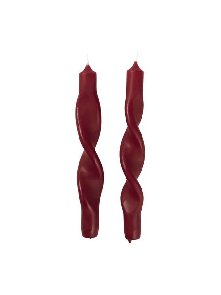 Dlhá sviečka Twist, 2 ks, Parafín, Červená, Ø 2 x V 23 cm