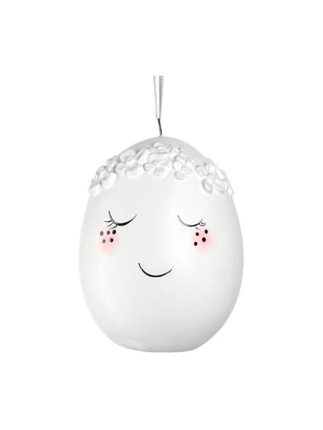 Deko-Anhänger Ostereier Pesaro aus Keramik mit Gesicht-Motiv, 4 Stück, Keramik, Weiss, Rosa, Schwarz, Ø 6 x H 8 cm