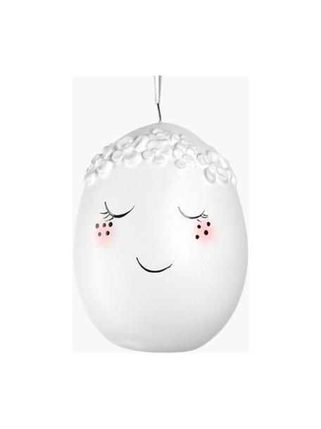 Deko-Anhänger Ostereier Pesaro aus Keramik mit Gesicht-Motiv, 4 Stück, Keramik, Weiß, Rosa, Schwarz, Ø 6 x H 8 cm