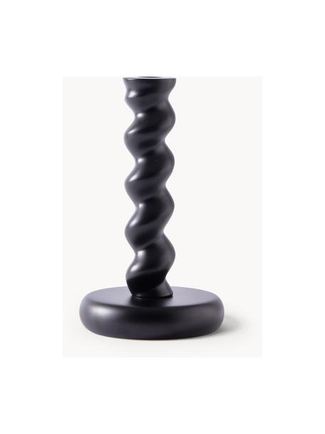 Ręcznie wykonany świecznik z metalu Twister, Metal powlekany, Czarny, Ø 14 x W 24 cm