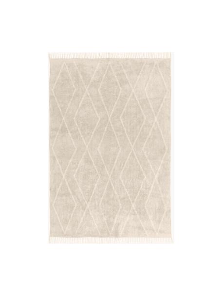 Ręcznie tuftowany dywan z bawełny z frędzlami Bina, Beżowy, S 120 x D 180 cm (Rozmiar S)