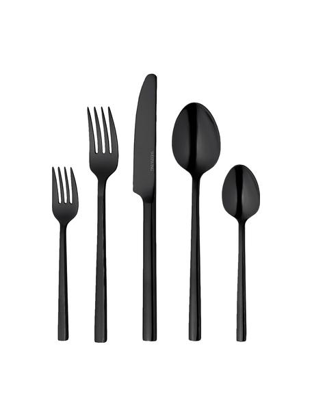 Ménagère brossée mate Shine, sets de tailles variées, Noir, mat, 1 personne (5 élém.)