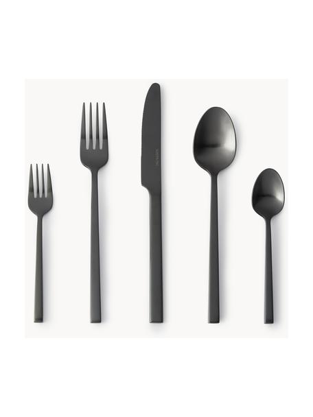 Zwart bestekset Shine met matte afwerking in verschillende setgroottes, Mat zwart, 1 persoon (5-delig)