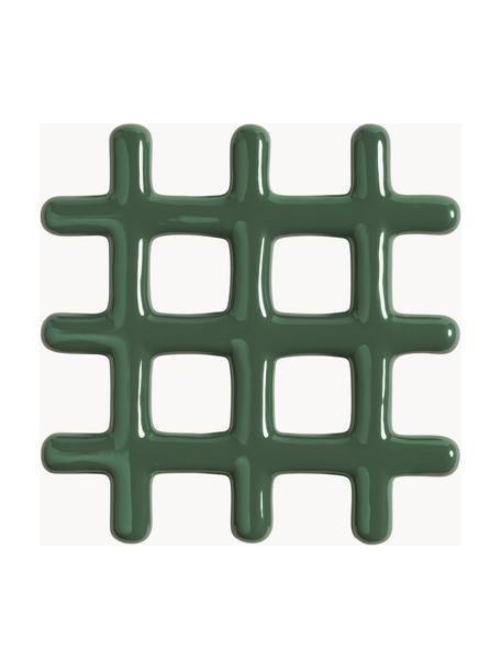 Dessous-de-plat Grid, Grès cérame, Vert foncé, haute brillance, larg. 19 x prof. 19 cm