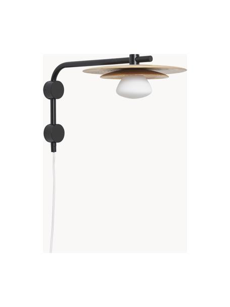Verstellbare Wandleuchte Zadie aus Eschenholz, Dekor: 100 % Eschenholz, Eschenholz, Schwarz, Ø 9 x H 23 cm
