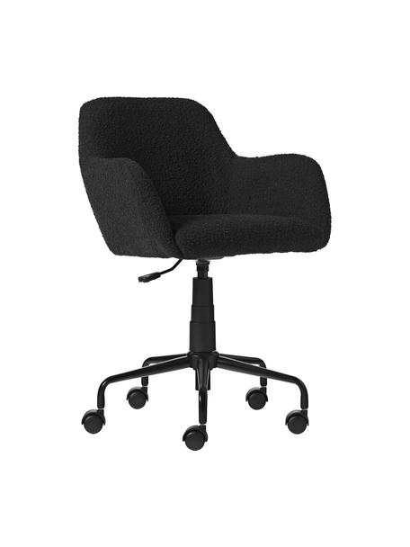 Krzesło biurowe bouclé Lucie, Tapicerka: 80% poliester (bouclé), 2, Nogi: metal malowany proszkowo, Czarny bouclé, S 57 x G 57 cm