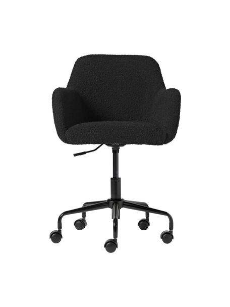 Chaise de bureau en tissu bouclé noir Lucie, Tissu bouclé noir, larg. 57 x prof. 57 cm