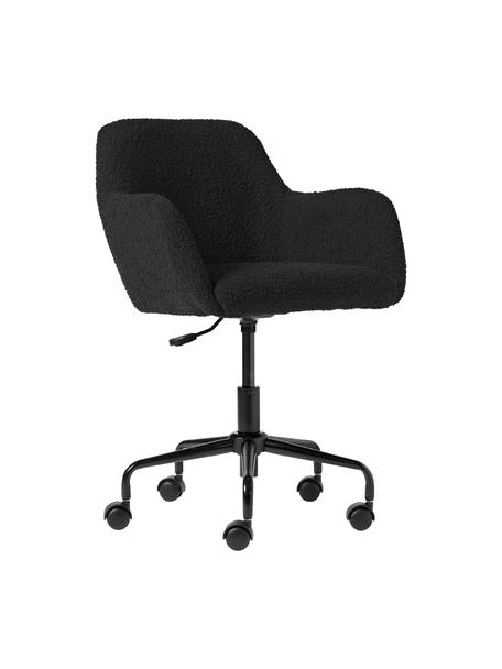Krzesło biurowe bouclé Lucie, Tapicerka: 80% poliester (bouclé), 2, Nogi: metal malowany proszkowo, Czarny bouclé, czarny, S 57 x G 57 cm
