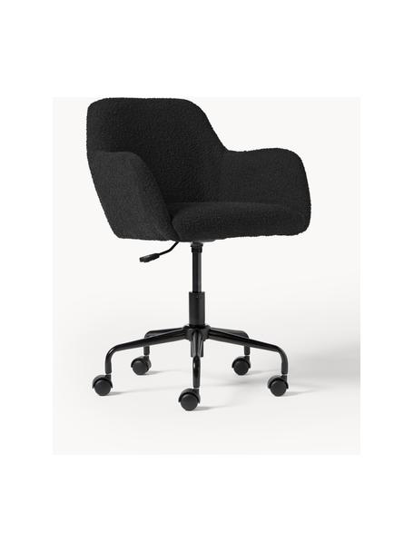 Chaise de bureau en tissu bouclé Lucie, Bouclé noir, pieds noirs, larg. 57 x prof. 57 cm