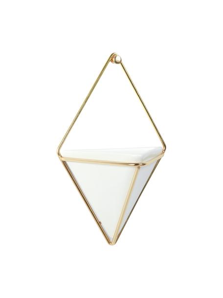 Portavaso da parete in ceramica Trigg 2 pz, Bianco, dorato, Lung. 11 x Alt. 18 cm