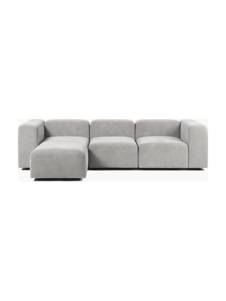 Sofa modułowa z pufem Lena (4-osobowa), Tapicerka: tkanina (88% poliester, 1, Stelaż: drewno sosnowe, sklejka, , Nogi: tworzywo sztuczne, Jasnoszara tkanina, S 284 x G 181 cm