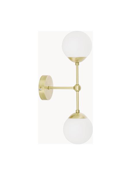 Aplique grande de vidrio opalino Beth, Estructura: metal, latón, Blanco, dorado, F 20 x Al 45 cm
