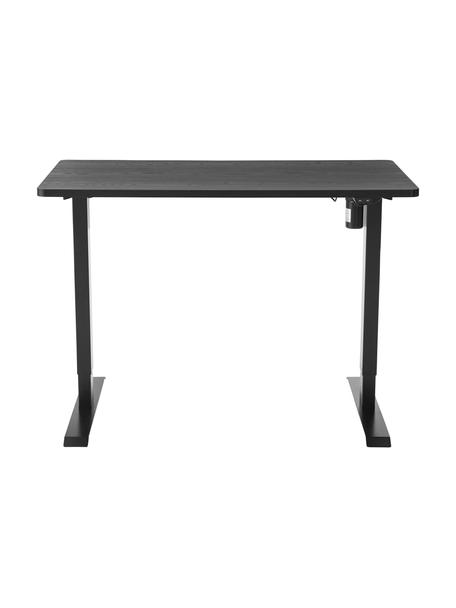 Höhenverstellbarer Schreibtisch Lea in Schwarz, Tischplatte: Sperrholz, Melamin beschi, Gestell: Metall, beschichtet, Holz, B 120 x T 60 cm